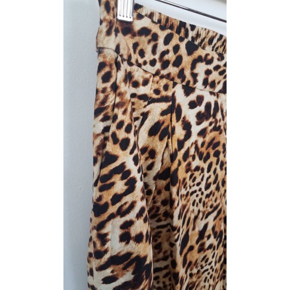 I.N.C Women's Sz. 10 Pull On Leopard Wide Leg Pants Linen Blend W/ Pockets - Picture 7 of 7